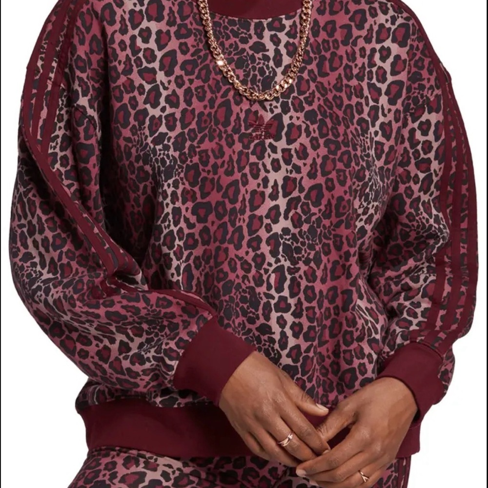 Adidas Maroon Leopard Crewneck Sweatshirt